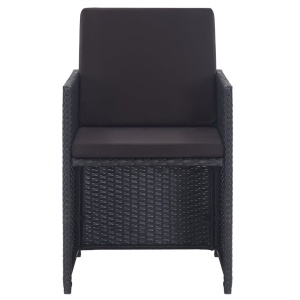 Set mobilier de exterior cu perne, 15 piese, negru, poliratan - Img 8