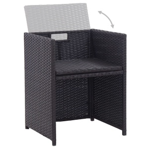 Set mobilier de exterior cu perne, 17 piese, negru, poliratan - Img 7