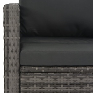 Set mobilier de exterior cu perne, 3 piese, gri, poliratan - Img 7