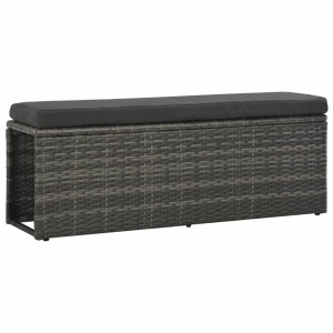 Set mobilier de exterior cu perne, 3 piese, gri, poliratan - Img 9