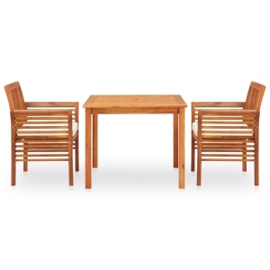 Set mobilier de exterior cu perne 3 piese, lemn masiv de acacia - Img 2