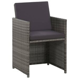 Set mobilier de exterior cu perne, 5 piese, gri, poliratan - Img 4