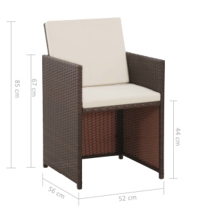 Set mobilier de exterior cu perne, 5 piese, maro, poliratan - Img 5