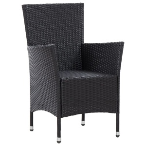 Set mobilier de exterior cu perne, 5 piese, negru, poliratan - Img 5