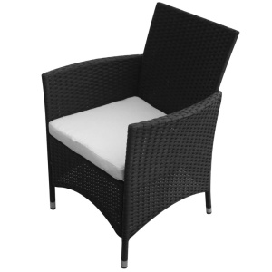 Set mobilier de exterior cu perne, 5 piese, negru, poliratan - Img 6