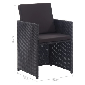 Set mobilier de exterior cu perne, 5 piese, negru, poliratan - Img 10