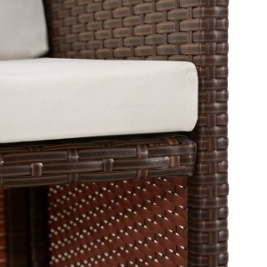 Set mobilier de exterior cu perne, 6 piese, maro, poliratan - Img 6