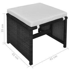 Set mobilier de exterior cu perne, 6 piese, negru, poliratan - Img 11