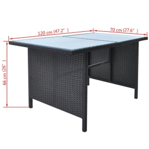 Set mobilier de exterior cu perne, 6 piese, negru, poliratan - Img 11