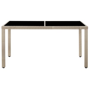 Set mobilier de exterior cu perne, 7 piese, bej, poliratan - Img 7