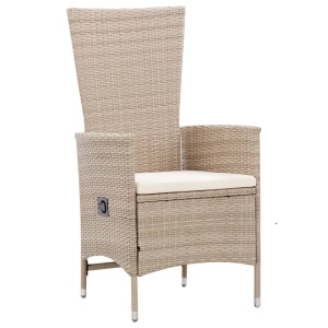 Set mobilier de exterior cu perne, 7 piese, bej, poliratan - Img 8