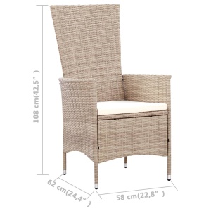Set mobilier de exterior cu perne, 7 piese, bej, poliratan - Img 10