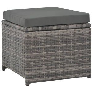 Set mobilier de exterior cu perne, 7 piese, gri, poliratan - Img 4
