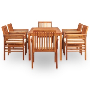 Set mobilier de exterior cu perne 7 piese lemn masiv de acacia - Img 3