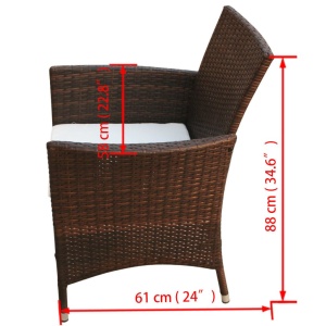 Set mobilier de exterior cu perne, 7 piese, maro, poliratan - Img 7