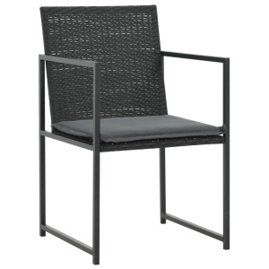 Set mobilier de exterior cu perne, 7 piese, negru, poliratan - Img 3