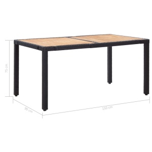 Set mobilier de exterior cu perne, 7 piese, negru, poliratan - Img 10