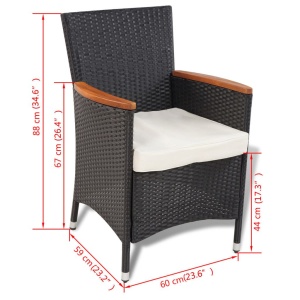 Set mobilier de exterior cu perne, 7 piese, poliratan - Img 7
