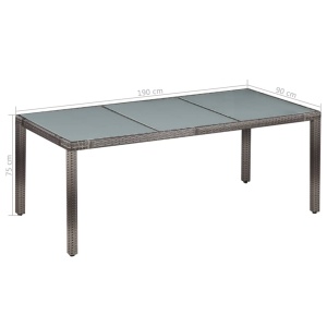 Set mobilier de exterior cu perne, 9 piese, gri, poliratan - Img 5