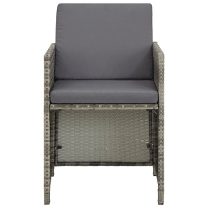 Set mobilier de exterior cu perne, 9 piese, gri, poliratan - Img 10