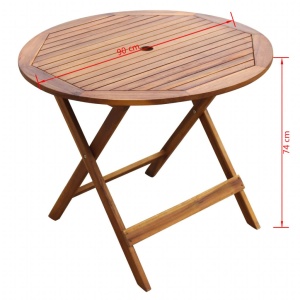 Set mobilier de exterior pliabil, 5 piese, lemn masiv de acacia - Img 10