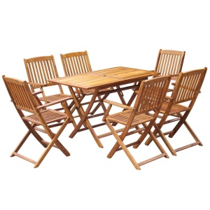 Set mobilier de exterior pliabil, 7 piese, lemn masiv de acacia