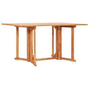Set mobilier de exterior pliabil, 7 piese, lemn masiv de tec - Img 2