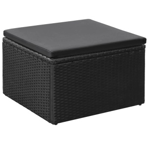 Set mobilier de grădină, 3 piese, negru &amp; gri, poliratan - Img 5