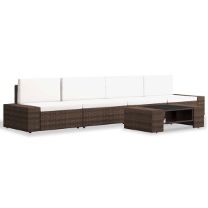 Set mobilier de grădină, 5 piese, maro, poliratan - Img 2