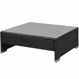 Set mobilier de grădină cu baldachin, 7 piese, negru, poliratan - Img 6