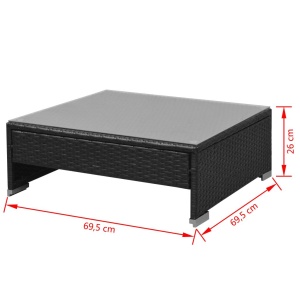 Set mobilier de grădină cu baldachin, 7 piese, negru, poliratan - Img 9