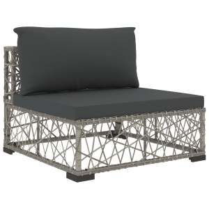 Set mobilier de grădină cu perne, 10 piese, gri, poliratan - Img 8
