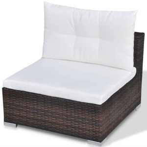 Set mobilier de grădină cu perne, 10 piese, maro, poliratan - Img 6