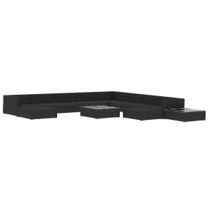 Set mobilier de grădină cu perne, 12 piese, negru, poliratan - Img 3