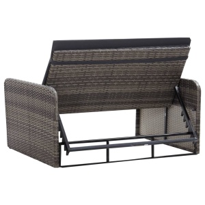 Set mobilier de grădină cu perne, 2 piese, gri, poliratan - Img 6