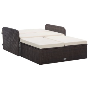 Set mobilier de grădină cu perne, 2 piese, maro, poliratan - Img 3