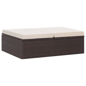 Set mobilier de grădină cu perne, 2 piese, maro, poliratan - Img 10