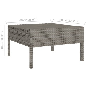 Set mobilier de grădină cu perne, 3 piese, gri, poliratan - Img 7