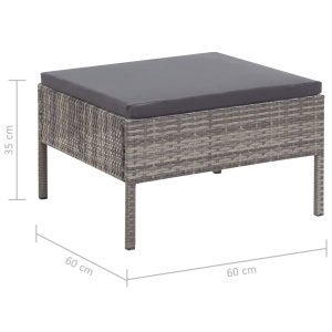 Set mobilier de grădină cu perne, 3 piese, gri, poliratan - Img 9