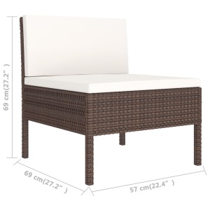 Set mobilier de grădină cu perne, 3 piese, maro, poliratan - Img 6
