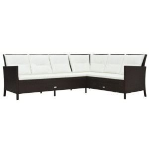 Set mobilier de grădină cu perne, 3 piese, maro, poliratan - Img 2
