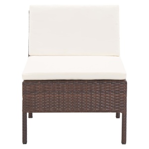 Set mobilier de grădină cu perne, 3 piese, maro, poliratan - Img 7