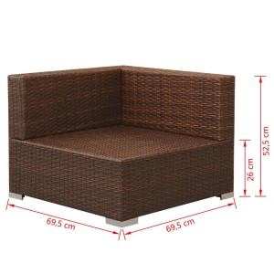 Set mobilier de grădină cu perne, 3 piese, maro, poliratan - Img 7