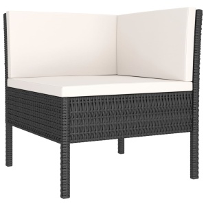 Set mobilier de grădină cu perne, 3 piese, negru, poliratan - Img 3