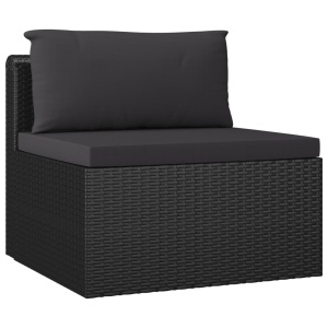 Set mobilier de grădină cu perne, 3 piese, negru, poliratan - Img 5