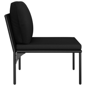 Set mobilier de grădină cu perne, 3 piese, negru, PVC - Img 12