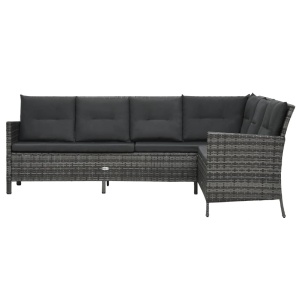 Set mobilier de grădină cu perne, 4 piese, gri, poliratan - Img 3