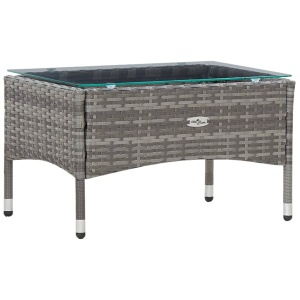 Set mobilier de grădină cu perne, 4 piese, gri, poliratan - Img 8
