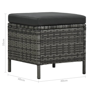 Set mobilier de grădină cu perne, 4 piese, gri, poliratan - Img 11