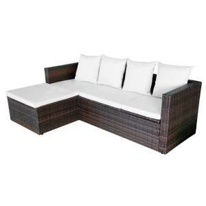 Set mobilier de grădină cu perne, 4 piese, maro, poliratan - Img 7